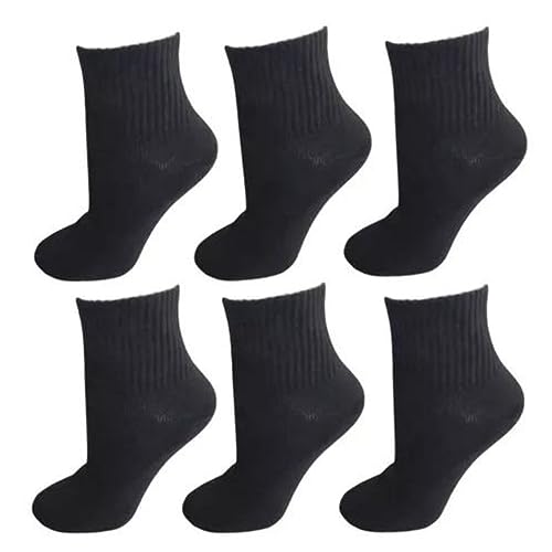 Kit 12 Pares De Meias Infantil Cano Médio Alto Unissex (31-34, PRETA)