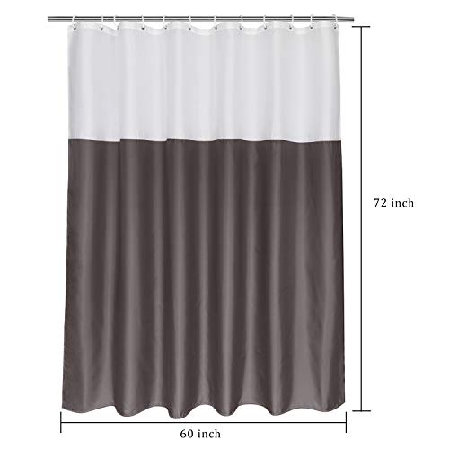 Beneyhome Stall Shower Curtain 60 X 72 Inches Length Machine Washable White And Chocolate Brown Fabric Pieced Shower Curtain Liner With Metal Grommets For Bathroom, Water Repellent, Hotel Quality #TOP5