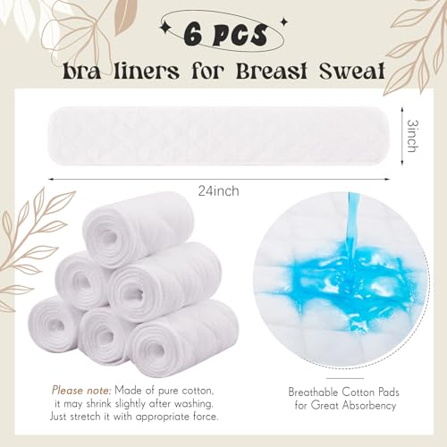 Toulite 6 Pcs Cotton Bra Liners Rectangle Under Bra Pads 3 Layer Bra Sweat Liners for Women Sweating Supplies3