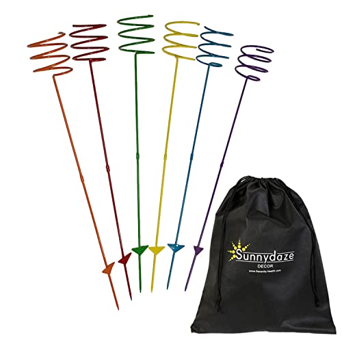 Sunnydaze Outdoor Cup Holders for Yard - Heavy-Duty Outdoor Drink Holder Stakes - Set of 6 - Multicolored