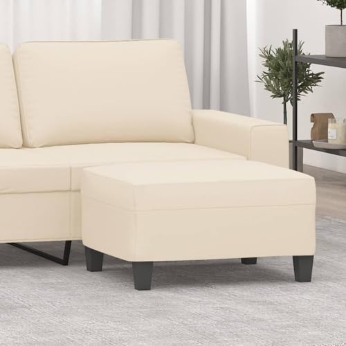 Repose-pied beige en microfibre résistant avec cadre stable - 3