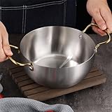 Olla de fideos ramen de acero inoxidable con asas para cocinar sopa, pasta, curry, utensilios de cocina multifuncionales para el hogar, oficina, cámara (16 cm)