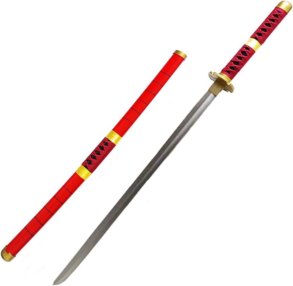 damdos Halloween Prop 40" Cosplay Sword for Saandaie Kitetsue Sword, Roronoa Zorore PU Foam Sword Qiu Shui Cosplay Swords Birthdays Gifts (Red)