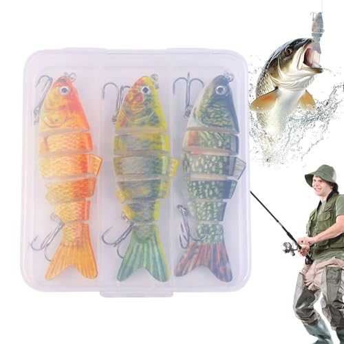Generisch Fishing Lure - 3-Piece Segmented Glide Slow Sinking Swimbait - Bass Bait for Trout, Freshwater, Saltwater, Sports, Outdoor