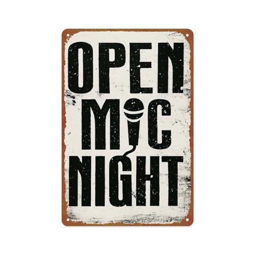 OPEN MIC NIGHT Metal Sign 8x12 Aluminum Venue Bar Decor