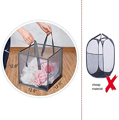 Pop Up Laundry Baskets - Mesh Collapsible Laundry Hampers Storage With Handle - Foldable For Washing Storage, Great For The Kids Room, College Dorm, Travel Organizer (Black) #TOP3
