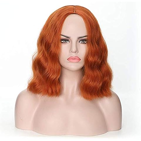 Rosa Star Short Wavy Wigs for Women Synthetic Heat Resistant Fiber Hair Wigs (Orange) Cover