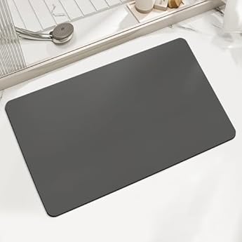 Foto di LIMNUO Tappetino da bagno in diatomite,antimuffa ad asciugatura rapida Tappetino da bagno,antiscivolo,facile da pulire,tappetino da doccia in terra di diatomee (Grigio scuro, 40X60cm)