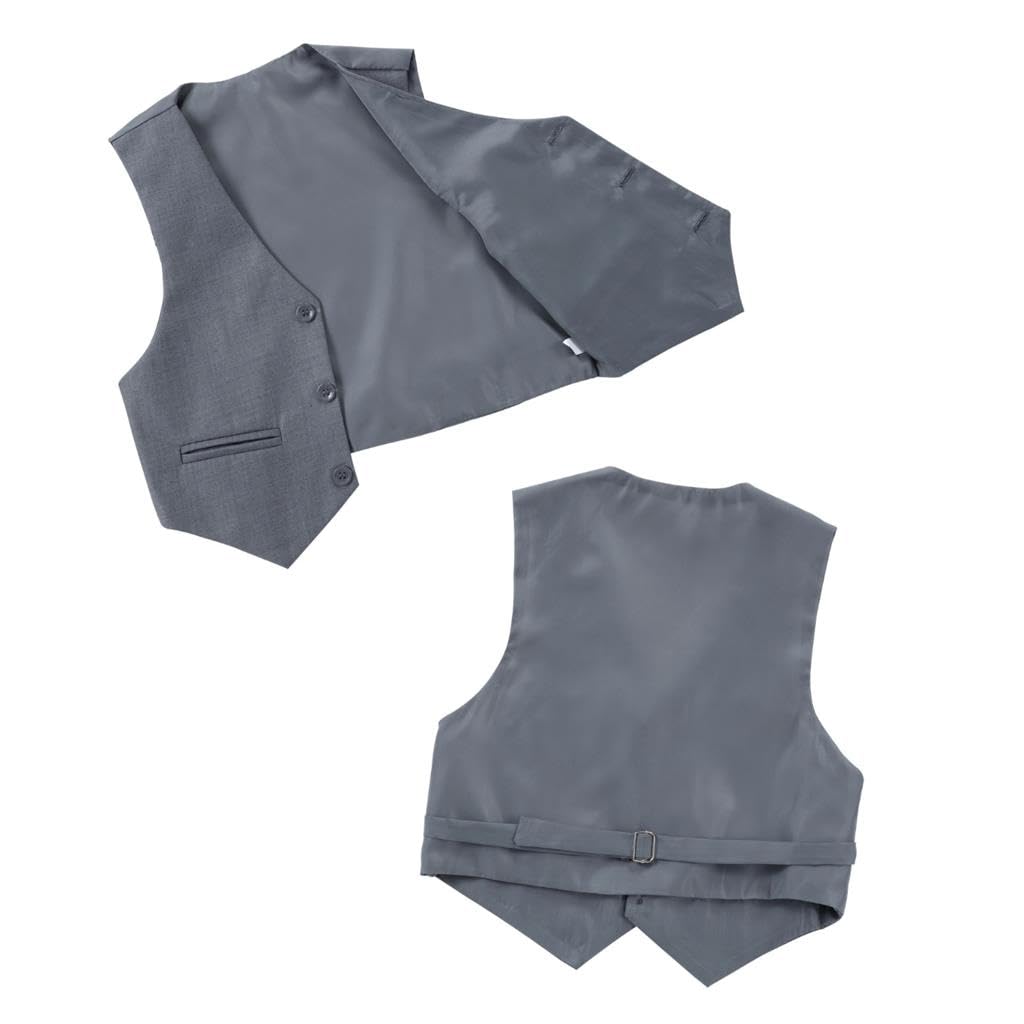 Lito Angels Smoking Grigio Completo Elegante per Bambino, Set 5 Pezzi (Giacca, Gilet, Camicia, Cravatta e Pantaloni) Taglia 5 a 13 Anni