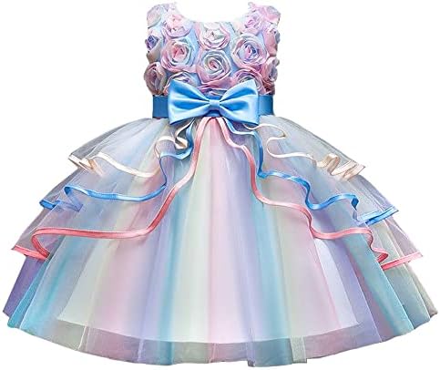 Girls Dress Pageant Princess Tulle Dress for Kid Tiered Birthday Party Wedding Bridesmaid Flower Girl Dresses 2-8 Years
