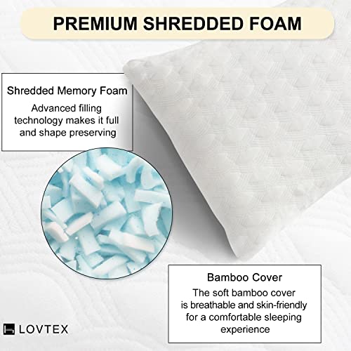 Lovtex Full Body Pillow For Adults - Shredded Memory Foam Body Pillows For Sleeping, 20"X54" Long Body Pillow For Side And Back Sleepers (White Bamboo) #TOP3