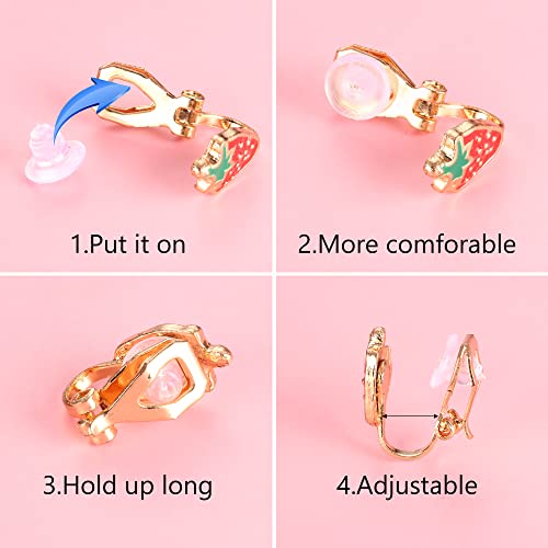 Jerywe 24 Pairs Clip On Earrings For Women Girls Cute Animal Flower Heart Clip On Earrings Set For Non Pierced Ears Mixed Color Painless Non-Piercing Earrings Pack Hypoallergenic #TOP3