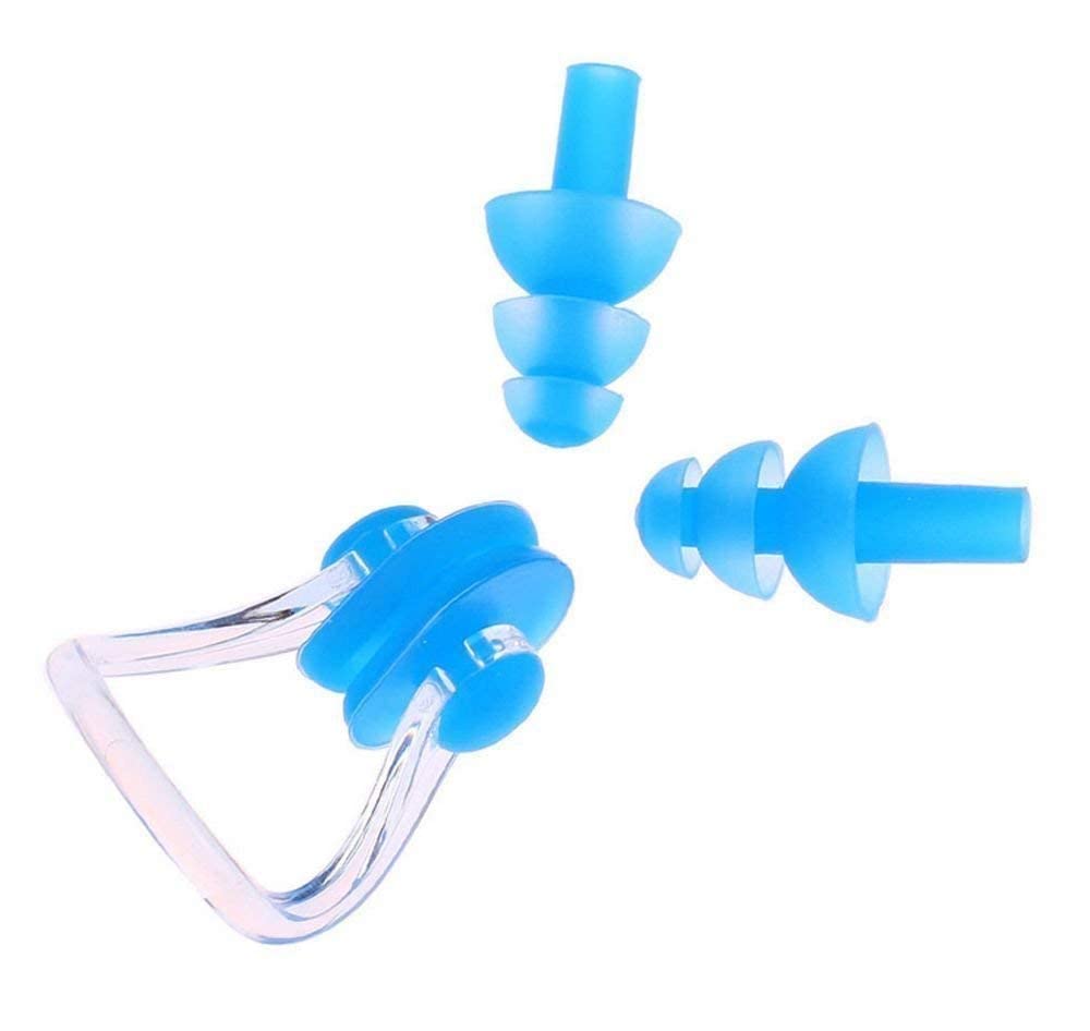 Silicone Swimming Nose Clip with Ear Plugs Set for Swimming or Other Watersports Black, Blue, Orange, Green, Pink & (Multicolor) One Set Random will be send-image-33