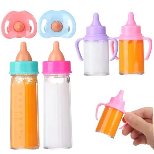Bottles de muñecas de bebé con chupetes 6 Piezas/Set biberones simulados para muñecas con Leche desaparecida o Jugo fingir Jugar Accesorios de , Regalo para niños, Estilo 1