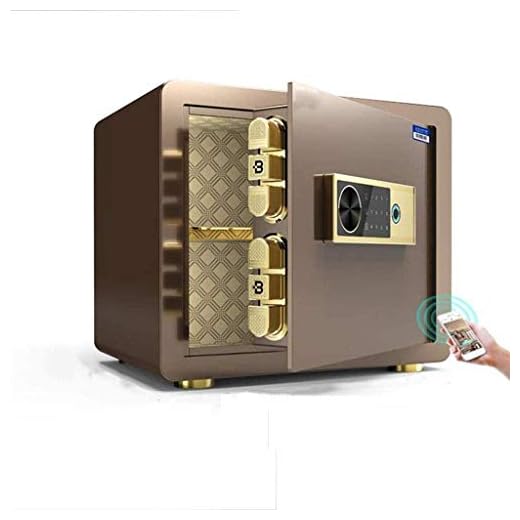 Safe Small Household 35/45 cm senha de impressão digital de escritório WIFIT armazenamento de documentos cofre/cofre armário de cabeceira todo aço mini cofres invisíveis anti-roubo (café 45*32*38cm)