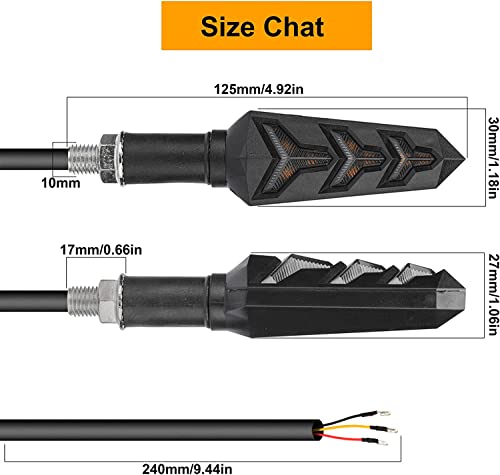 4Pcs Motorcycle Indicators Turn Signal Lights,Front Rear 12V Amber Flowing Dirt Bike Scooter Blinkers Motorbike Brake Lights Bulbs #TOP5