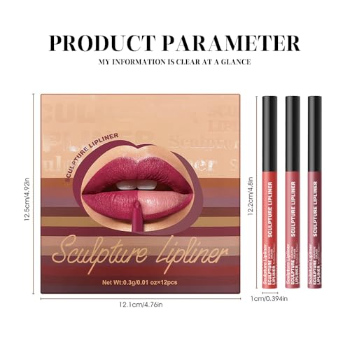 Image of K16 Hxssll 12 Colors Matte Lip Liner Pencil - Long Lasting Waterproof Lip Liner, Smudge Proof Transfer Proof Lip Pencil, High Pigment Lip Makeup for Defining & Filling Lips (A3-set:04+05+06, 3PCS)