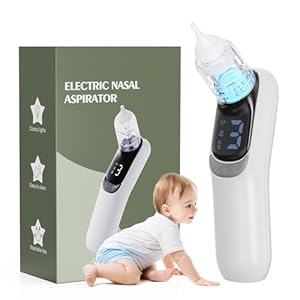 Nasal Aspirator for Baby, Electric Nasal Aspirator for Toddler & Baby, Rechargeable Baby Nose Sucker, with 3 Silicone Tips Baby Nasal Aspirator, Soothing Light & Music, 3 Suction Levels, White