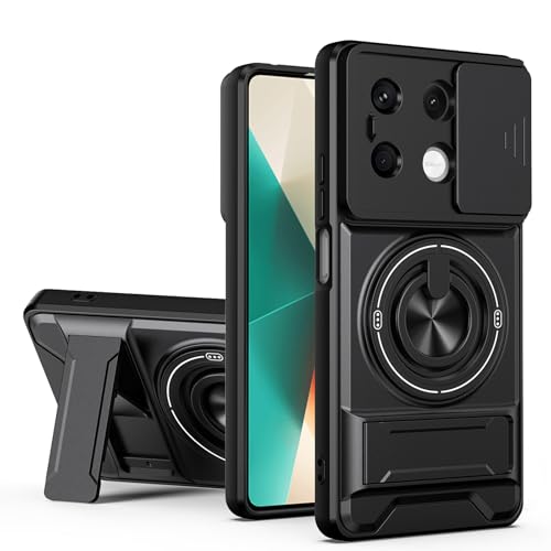 HAONANDE �X�}�z�P�[�X �Ή� Xiaomi Poco X6/Redmi Note 13 Pro 5G �����O�t���X�^���h ���C�z�� �X���C�h���J�����J�o�[ �~���^���[�ϏՌ��P�[�X compatible with MagSafe ���C�����X�[�d ��