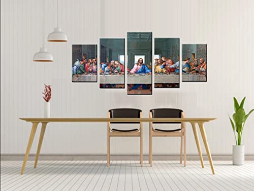 Jesus The Last Supper Wall Art Painting Canvas Prints Home Decoration In 5 Pieces,Stretched-Ready To Hang (8X12Inchx2+8X16Inchx2+8X20Inch) #TOP3