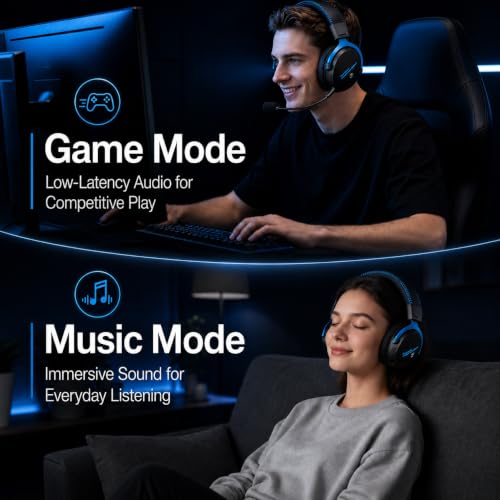 Motast 2.4GHz Wireless Gaming Headset for PC PS5 PS4 Switch,100Hrs, BT6.0 | 7.1 Surround Sound Gaming Headphones with 50mm Drivers, ENC Noise Canceling Mic, RGB Light, 263g Lightweight Over Ear Headset - image 8