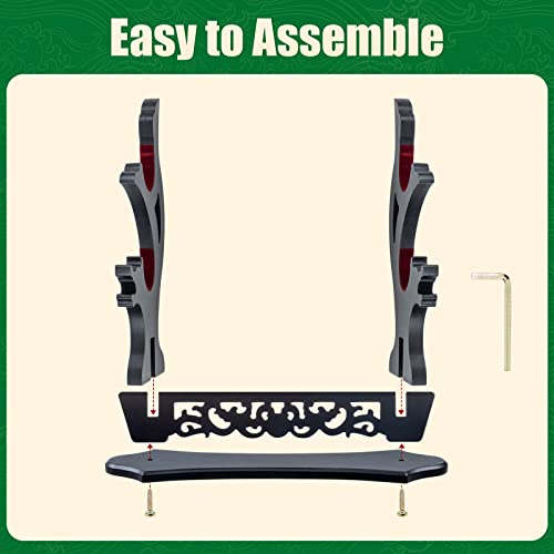 Ekkhysis Vine Sword Stand 2-Tier Padded Hook Katana Stand Holder Display Hanger for Tanto Rapier Samurai Sword Cosplay Blade Tanjirou Demon Slayer Weapon Display Stand (2-tier) - Thumbnail 4