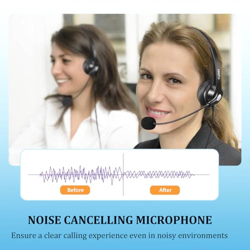 2,5mm Klinke Headset Telefon für Gigaset CL660HX C430A Panasonic Yealink W52P, Kopfhörer Telefon Festnetz Schnurlos mit Mikrofon Noise Cancelling für Homeoffice Call Center Büro Schnurlostelefon