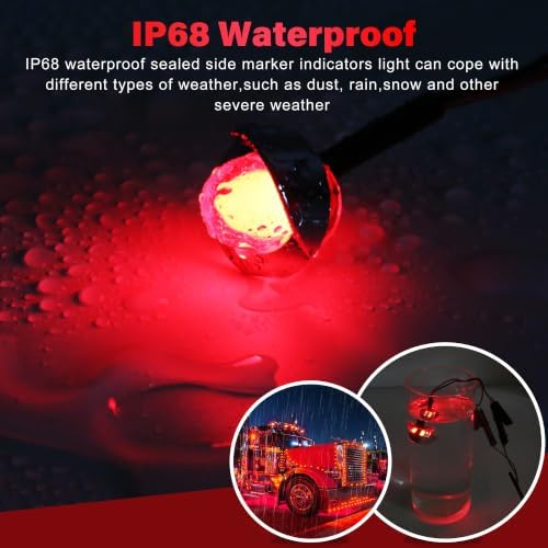 ALFU 40pcs Red 12-24V Chrome Neon Round Mini 3/4 Inches LED Clearance Side Marker Lights for Truck Trailer Camper RV Boat Van Pickup Luces Para Camiones — 사진 5