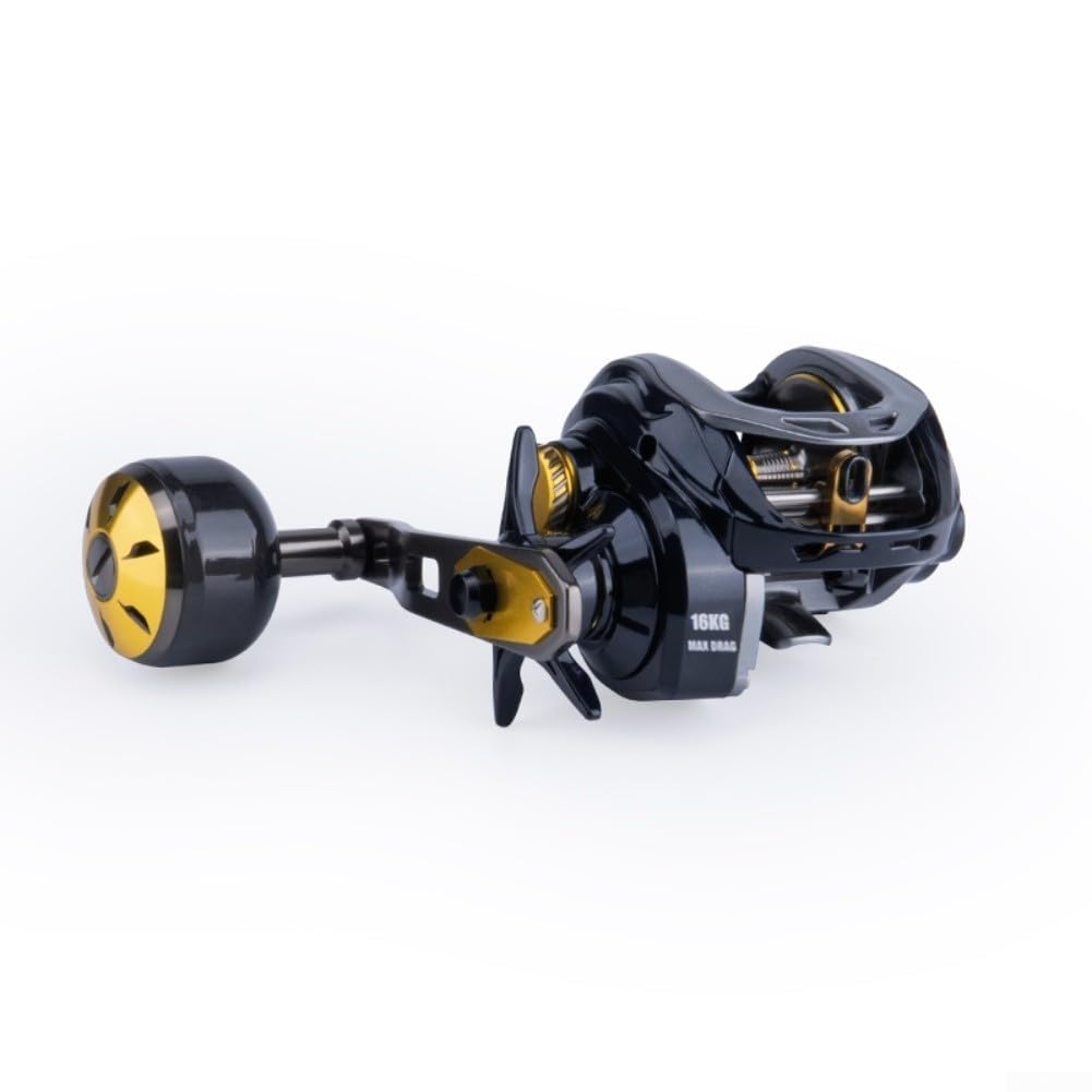 Aluminiowa szpula kołowrotek Baitcaster 6+1BB włókno węglowe | Aluminiowa szpula CNC, głęboka konstrukcja, zapobiega ślizganiu się linii, długa odległość odlewania, łożyska kulkowe 6+1