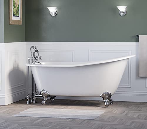 67" Cast Iron Clawfoot Slipper Tub With Chrome Deck Mount Plumbing Package-"Clay" #TOP7