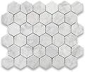 Carrara Marble Italian White Bianco Carrera 2" Hexagon Mosaic Tile Honed for Bathroom and Kitchen Walls Kitchen Backsplashes