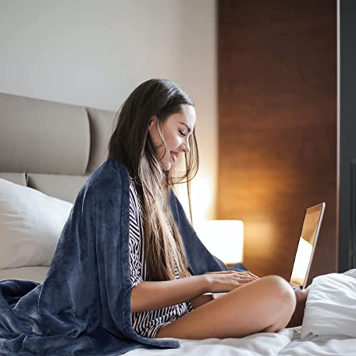 Sunvivi Heated Blanket Queen Size, Electric Blanket Dual Control Soft Velvet, 10 Heat Settings, 12 Hours Auto Off, Machine Washable, 5 Years Warranty, Overheat Protection, Etl Certified, Blue #TOP6