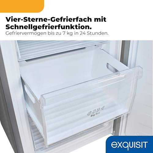 Exquisit Kühl-Gefrierkombination | 304 l Gesamtvolumen | Energieeffizienzklasse A | 35 dB | Schnellgefrieren | LED-Innenbeleuchtung | freistehend | Gefrierfach 97 l | KGC320-100-NF-010A inoxlook