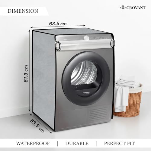 Image of Premium PVC-Coated Washing Machine Cover for Front Load | Compatible with IFB | Waterproof & Dustproof | Fits 6-8 Kg | Size: 63 x 63 x 81 cm (Silver Grey)