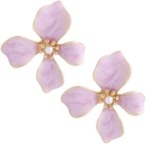 Flower Earrings, Small Irregular Petals Mini Earrings Oil Drop Al...