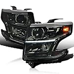 SPEC-D TUNING Smoke Projector Headlights w/LED DRL Strip Compatible with 2015-2020 Chevy Tahoe, Suburban Left + Right Pair Headlamps Assembly