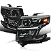 Spec-D Tuning Smoke Projector Headlights w/LED DRL Strip Compatible with 2015-2020 Chevy Tahoe, Suburban Left + Right Pair Headlamps Assembly