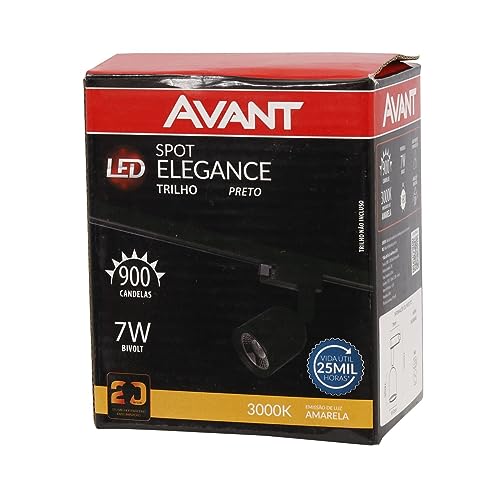 Spot LED Trilho Elegance, 7W, Luz amarela 3000K, Bivolt, Avant