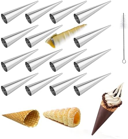 Paquete de 16 moldes de cuerno de crema, molde de cuerno de crema...
