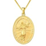 14K Gold Plated St Saint Joseph of Cupertino Medal Necklace for Men Women
