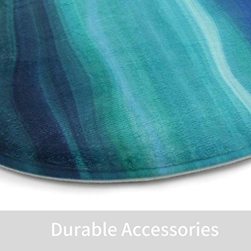Miovilla 4Pcs Blue Bathroom Sets With Shower Curtains And Rugs And Accessories, Blue Teal Shower Curtain Sets With Rugs, Abstract Ocean Waves Bathroom Shower Curtain Set, Navy, Teal, Turquoise #TOP4