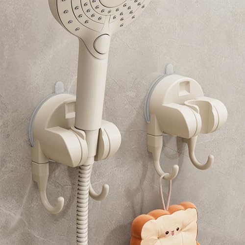 Upgrade Suction Cup Shower Head Holder - Adjustable and Removable Bathroom Hook for Handheld Shower, Rustproof Stainless Steel, Strong Grip for Daily Use, No Tools Needed