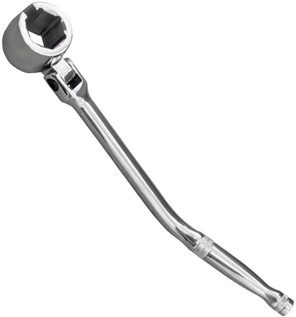 7/8" 22mm Oxygen Sensor Wrench, O2 Sensor Socket Removal Tool with Contour Handle & Flexible Head, Forged Steel Swivel Head Wrench for Oxygen Sensors Removal & Installation