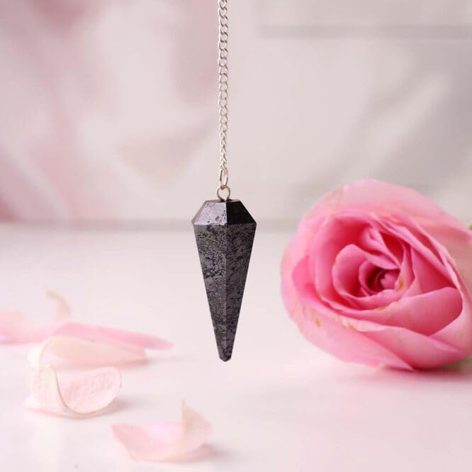 Image of Hematite Point Pendulum | Natural Gemstone Dowsing & Divination Tool for Reiki, Chakra Balancing, Meditation, Energy Healing & Spiritual Guidance 1 pc