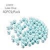 FavoritBow 40 Pieces 10mm Round Pearl Style Glass Beads(Birthstone-Inspired Colors) with Holes for Jewelry Making,Birthday Gift, DIY Crafts, Decoration and Vase Filler (Lake Blue) #1