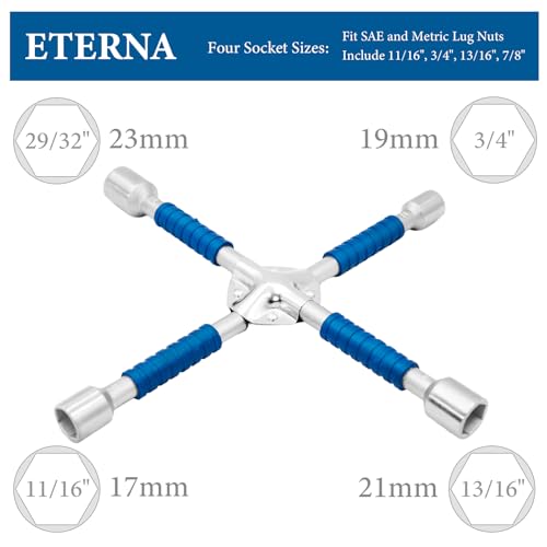 Llave cruzada de coche resistente ETERNA de acero para cambiar ruedas 4