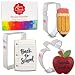 Back To School Cookie Cutter Set with Recipe Booklet - 3 piece - Apple, Pencil & Paper - Ann Clark - USA Made Steel