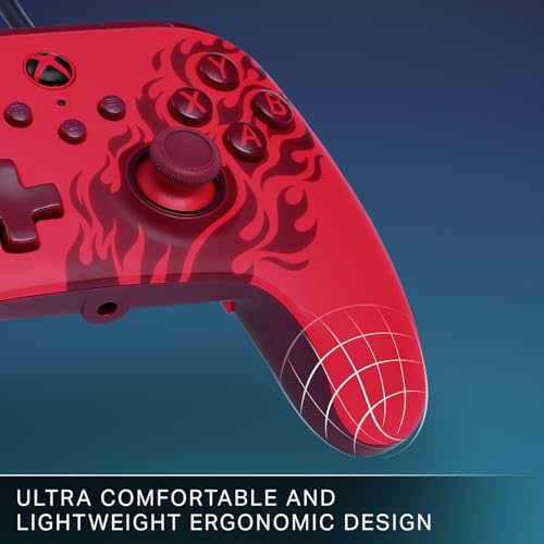 Image of PowerA Advantage Wired Controller for Xbox Series X|S - Red Flame, gamepad, hall effect thumbsticks, gaming controller, USB-C, Works with Xbox One, Officially Licensed