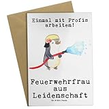 Mr. & Mrs. Panda Klappkarte Feuerwehrfrau Leidenschaft - Geschenk, Lustig, osterkarten, Grußkarten, Ausbildung, einladungskarten, Feuerwehr, hochzeitskarten, glückwunschkarten, weihnachtskarten