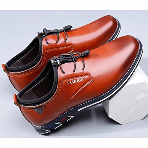 MSYINGL Men Casual Shoes,Business Slip-on Shoes,Comfortable Elastic lace-up Leather Shoes,Work Office Dress Outdoor Shoes4